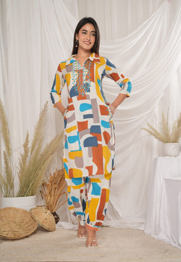 Yellow Heavy Coord Set with Intricate Handwork & Zari Weaving with Afghani Pants